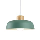 HJXDtech Nordic Modern Einfache Metall Pendelleuchte E27 Holz Lampenfassung 30cm pendellampe Hängelampe Lebendige Farbe Für Küche Schlafzimmer Lounge (Grün)