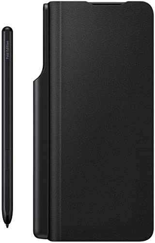 Samsung Flip Cover Smartphone Cover mit Pen EF-FF92P für das Galaxy Z Fold3 5G, Handy-Hülle, extra-dünn, stoßfest, Schutz Case, Schwarz