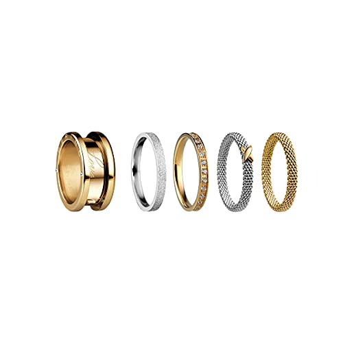 BERING Austauschbar Ring Set für Damen in Silber & Gold mit einzigartigen Twist- & Change System, Symphony-Set-E