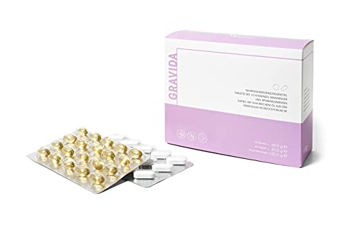 GRAVIDA Folsäure 800 µg VEGAN für Kinderwunsch, Schwangerschaft & Stillzeit - DHA EPA (Omega-3), Vitamin D & B12, 2-Monatspackung