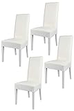 t m c s Tommychairs - 4er Set Moderne Stühle Luisa für Küche und Esszimmer, robuste Struktur aus lackiertem Buchenholz Farbe Weiss, Gepolstert und mit weissem Kunstleder bezogen