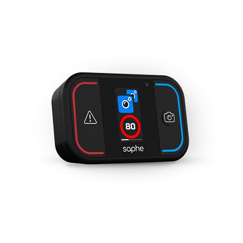 Saphe Drive Mini Verkehrsalarm Auto Zubehör - Daten von Blitzer.de - Warnt europaweit vor Radar, Blitzer & Gefahren - Verbindung mit Smartphone via Bluetooth - Startet automatisch