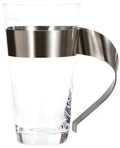 Villeroy und Boch - NewWave Latte Macchiato-Glas, 500 ml, 15 cm, trendiges Design, Kristallglas, Edelstahl, spülmaschinengeeignet