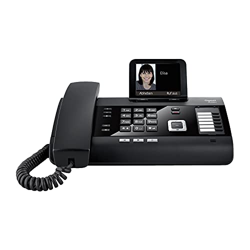 Gigaset DL500A - schnurgebundenes Telefon mit Anrufbeantworter - Büro und Haustelefon mit großem 3,5' Farbdisplay & brillantem Klang - Link2Mobile, erweiterbar mit bis zu 6 DECT-Mobilteilen, schwarz