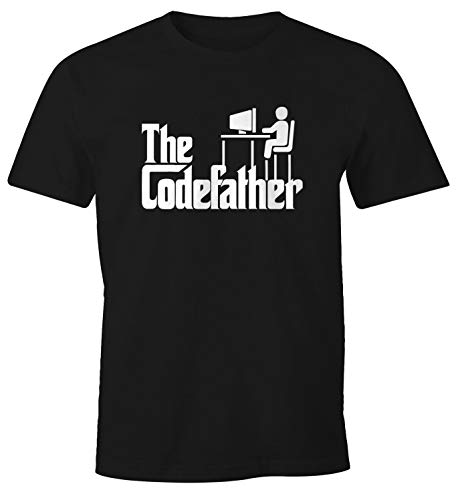 MoonWorks® Herren T-Shirt The Codefather Programmierer IT Informatiker Coder Geschenk Fun-Shirt schwarz XS