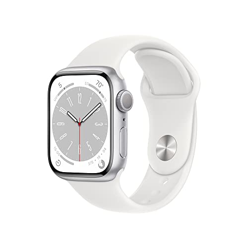 Apple Watch Series 8 GPS, 41 mm Aluminiumgehäuse Silber, Sportarmband Weiß - Regular