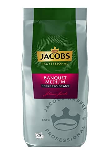Jacobs Professional Banquet Medium Espresso, Ganze Kaffeebohnen 1kg, mild, Intensität 3/5