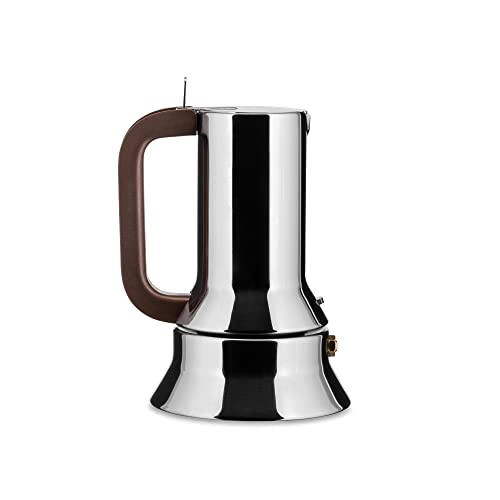 Alessi 9090/1 - Design-Espresso-Kaffeemaschine, Gehäuse aus Aluminium, Griff und Knopf aus Thermoplastischem Harz, 1 Tasse
