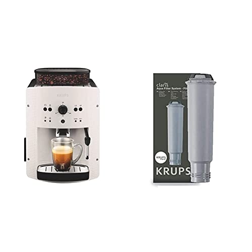 Krups EA8105 Kaffeevollautomat, automatische Reinigung, 2-Tassen-Funktion, Kaffeeautomat in weiß & F 088 01 Wasserfilter f. alle Orchestro-Modelle Espresso-/Kaffeemaschinenzubehör