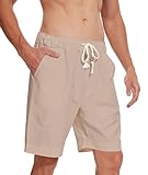 SIHOHAN Kurze Hosen Herren Sommer Leinenshorts - Leicht Herren Shorts Elastische Taille Luftige Beach Shorts Leinenhose mit Gummizug und Taschen für Männer