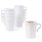 MATANA - 50 Weiße Hartplastik Kaffeebecher für Partys, Camping, Picknick, Outdoor-Events (255ml) - Mehrweg & Stabil