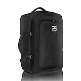 EveryDaySafari [Ryanair Handgepäck geeignet] 55x40x20 cm Maße erfüllen Bestimmungen, Kabinengepäck, Reise-Rucksack, Reise-gepäck,Koffer-Tasche schwarz
