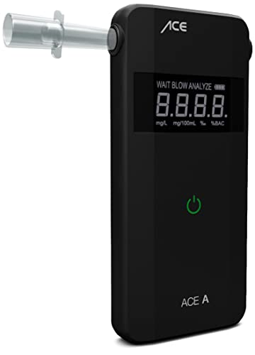 ACE A Alkoholtester Schwarz 0 bis 4 â€° Verschiedene Einheiten anzeigbar, Alarm, inkl. Display, Coun
