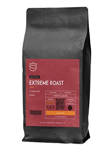 KING'S COFFEE - EXTREME ROAST - Espresso-Bohnen Intenso - sehr säurearm - kleine Chargen-Röstung aus Italien - Kaffeebohnen für Vollautomaten & Siebträger - 1kg