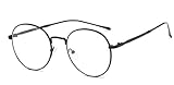 Metall Frame Retro Glasrahmen-Ebenenspiegel Dekobrille Klassisches Rund Rahmen Glasses Klare Linse Brille