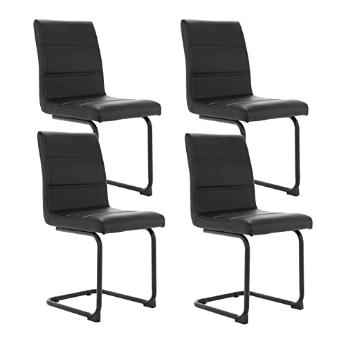 Asukale Esszimmerstühle 4er Set Freischwinger Schwingstuhl Bürostuhl Polsterstuhl mit Metallbeine Schwarz