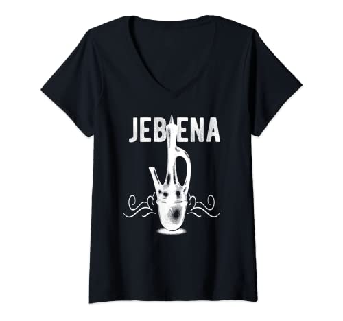 Damen Jebena T-Shirt Äthiopische Eritrean Coffee Pot T-Shirt mit V-Ausschnitt