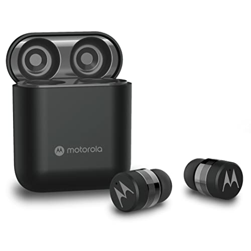 Motorola Sound Moto Buds 120 - Bluetooth in Ear Mini Kopfhörer - Tragbar Ladebox und Integriertem Mikrofon - 17 Std. - IPX6 Waterproof - Touch Control - Kompatibel mit Siri und Google - Schwarz