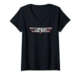 Damen Top Gun Klassisches Logo T-Shirt mit V-Ausschnitt