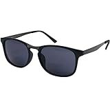 Mini Brille® Trend Sonnenbrille mit Lesebereich unten, Lesebrille Rechteckig, GRATIS Etui, Kunststoff Rahmen und Metall Bügeln (Schwarz), Brille Damen und Herren +2.0 Dioptrien