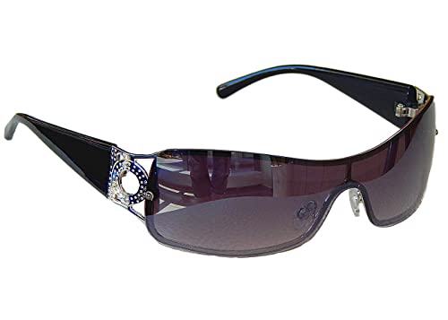 Sonnenbrille Damenbrille Brille Monoglas Sportlicher Style Damen M 34 (Schwarz Silber)