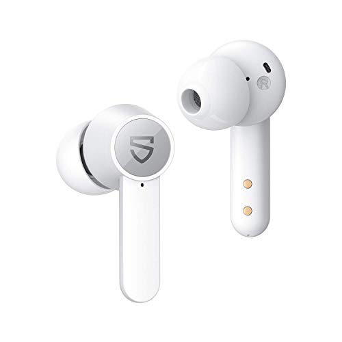 SOUNDPEATS Q Bluetooth 5.0 kabellos Kopfhörer In Ear Kopfhörer True Wireless Sport Ohrhörer zum kabellosen Laden mit 4-mic 10mm Treiber Touch Control Lautstärke+ Telefonkonferenzen USB-C-Ladung Weiß