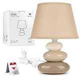 Urban Lifestyle Nachttischlampe Lina (taupe) Tischleuchte Keramik Tischlampe mit Stoffschirm, LED geeignet, E14, 230V Keramik, Tischlampe, Nachttischleuchte, Sofalampe