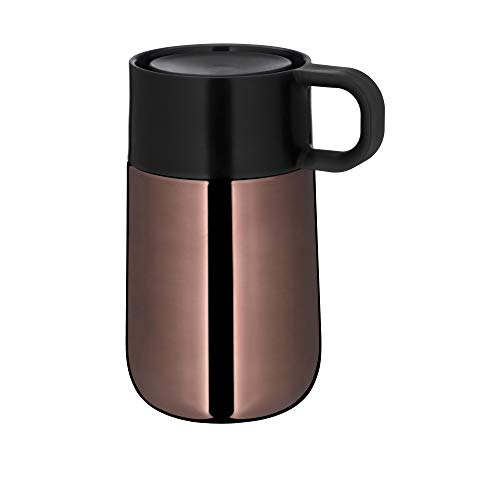 WMF Impulse Travel Mug, Thermobecher Edelstahl 0,3l, Automatikverschluss, 360°-Trinköffnung, hält Getränke 6h warm/ 12h kalt, kupfer