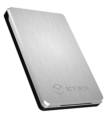 Icy Box IB-234U3a Externes Gehäuse für 2,5 Zoll (6,35 cm) SATA HDD/SSD, USB 3.0 Anschluss, Aluminium, werkzeugloser Einbau, silber/schwarz