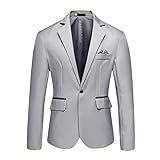 Yowablo Blazer Slim-Fit Herren Sakko Anzugjacke Herren Jacket Herren Anzug Große Größen Fashion Slim Fit Blazer, (XL,Grau)