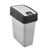 keeeper Premium Abfallbehälter mit Flip-Deckel, Soft Touch, 10 l, Magne, Silber
