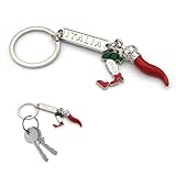 Schlüsselanhänger mit Schlüsselring, italienische Nationalflagge aus Metall, Accessoire für Damen und Herren, Geschenkidee (CORNETTO)