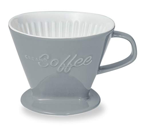 Creano Porzellan Kaffeefilter (Steingrau), Filter Größe 4 für Filtertüten Gr. 1x4, ca. 800gr Gewicht für extrem sicheren Stand, Achtung schwer, in 6 Farben erhältlich