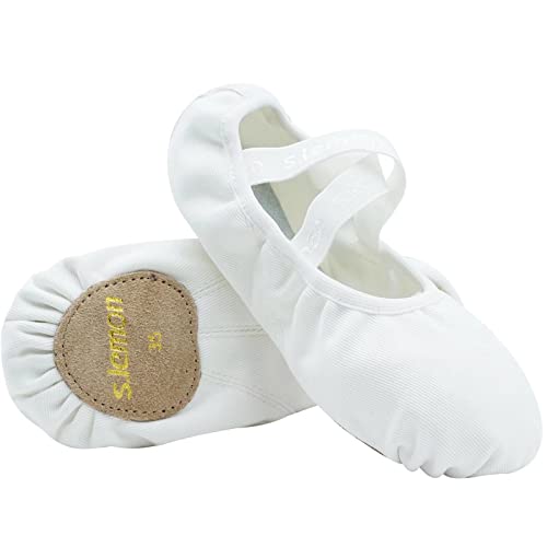 s.lemon Ballettschuhe,Elastische Leinen Geteilte Sohle Ballettschläppchen Ballet Schuhe Ballettschuhe für Kinder & Erwachsene Weiß 41EU