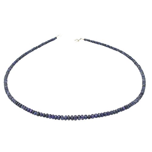 Kette Collier aus Saphir Safir & 925 Silber blau dunkelblau Edelsteinkette Saphirkette für Damen