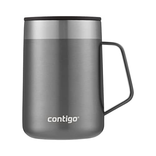 Contigo Streeterville Desk Mug, isolierter Kaffee-Thermobecher mit Henkel aus Edelstahl, Coffee to go Becher mit Deckel, hält Kaffee und Tee bis zu 5 Stunden warm, ideal fürs Büro und Zuhause, 410 ml