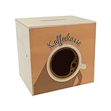 speecheese Spardose aus Holz mit Kaffeetassenmotiv - als Kaffeekasse für Frisöre und Restaurants eine super Trinkgeldkasse für alle Berufe in denen Man regelmäßig EIN kleines Trinkgeld von