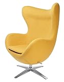 furnigo | Designer Sessel in Ei Form, Reproduktion, Zeitlos, Viele Farben, Wollstoff Gelb (Senf)