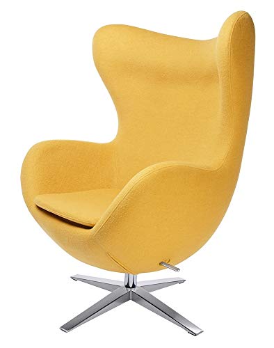 furnigo | Designer Sessel in Ei Form, Reproduktion, Zeitlos, Viele Farben, Wollstoff Gelb (Senf)