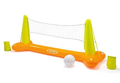 Intex 56508EP Pool Volleybal Game - Aufblasbares Wasserballspiel - Volleyballnetz, Gelb, Orange, Weiß, 239 x 64 x 91 cm