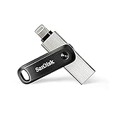 SanDisk iXpand Go Flash-Laufwerk iPhone Speicher 128 GB (iPad kompatibel, automatisches Backup, Schlüsselanhänger-Funktion, USB 3.0, iXpand App) Schwarz,(1er Pack)