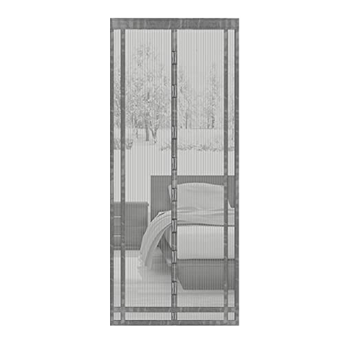 Sekey Magnet Fliegengitter Balkontür ohne Bohren Zuschneidbar, Türvorhang Fliegenschutz, Insektenschutz Tür Vorhang mit Verbreitertem Klebeband 100x220cm, Grau