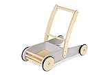 PINOLINO Lauflernwagen Uli, aus Holz, mit Bremssystem, Lauflernhilfe mit gummierten Holzrädern, für Kinder von 1 – 6 Jahren, grau