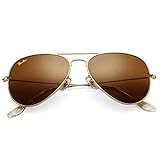 Pro Acme Sonnenbrille Herren Damen Klassische Pilotenbrille Glaslinse Fliegerbrille Unisex Piloten Sonnenbrille (Gold Rahmen/Braun Linse)