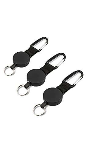 MOKIU 3 Stk Schlüsselband ausziehbar mit Schlüsselanhänger für Schlüsselbund oder als Ausweis-JOJO mit Stahlseil bzw Schlüssel-JOJO Zipper