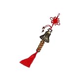 1 Stück Chinesische Glückliche Feng Shui Vintage Kupferglocke mit I-Ching Glücksmünze Chinesische Knoten Quaste Hängen Windspiel Viel Glück Segen Glocken für Wohlstand Und