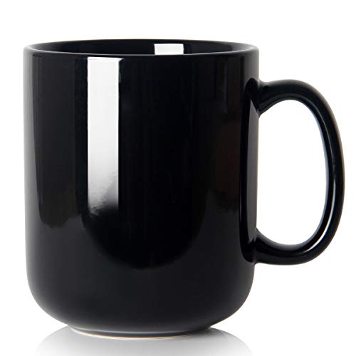600ml groß Tasse, Smilatte M016 einfache Keramik Porzellan Boss Kaffeetasse Becher mit Griff für Papa Männer, Schwarz