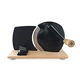 Jupiter Küchenmaschine manueller Allesschneider mit Kurbel und Holzplatte schwarz 305001