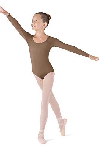 Bloch Dance Girls Meglio Microlux Gymnastikanzug, langärmelig, Mandelfarben, Größe 36-38