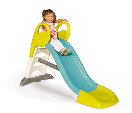 Smoby - GM Rutsche – kompakte Kinderrutsche mit Wasseranschluss, 1,5 Meter lang, mit Rutschauslauf, Verstrebung, Haltegriffen, für Kinder ab 2 Jahren
